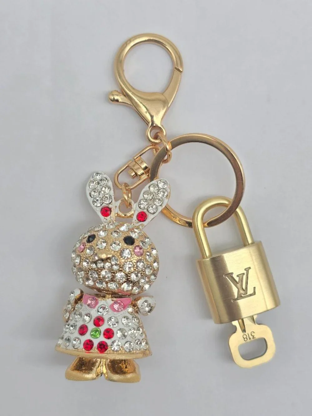 Authentic Louis Vuitton Gold Padlock 🔒 Key Set w/ Unbranded Bunny Bag Charm